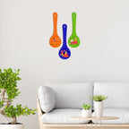 Artvibes Couples Doing Devotional Folk Dance Dandiya Wooden Wall Hanging for Decoration | Art Items | Wall Art For Hall | Wall Poster | Graphic Art | Ethnic Wall Decor | Gift Item (WH_5004N), Set of 3