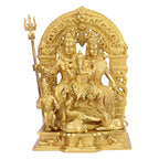 ARTVARKO™ Brass Shiv Parivar Shiva Parvati Kartikeya and Ganesh with Shivling Nandi Idol for Good Luck, Success and Prosperity Gold Color 12 Inch.