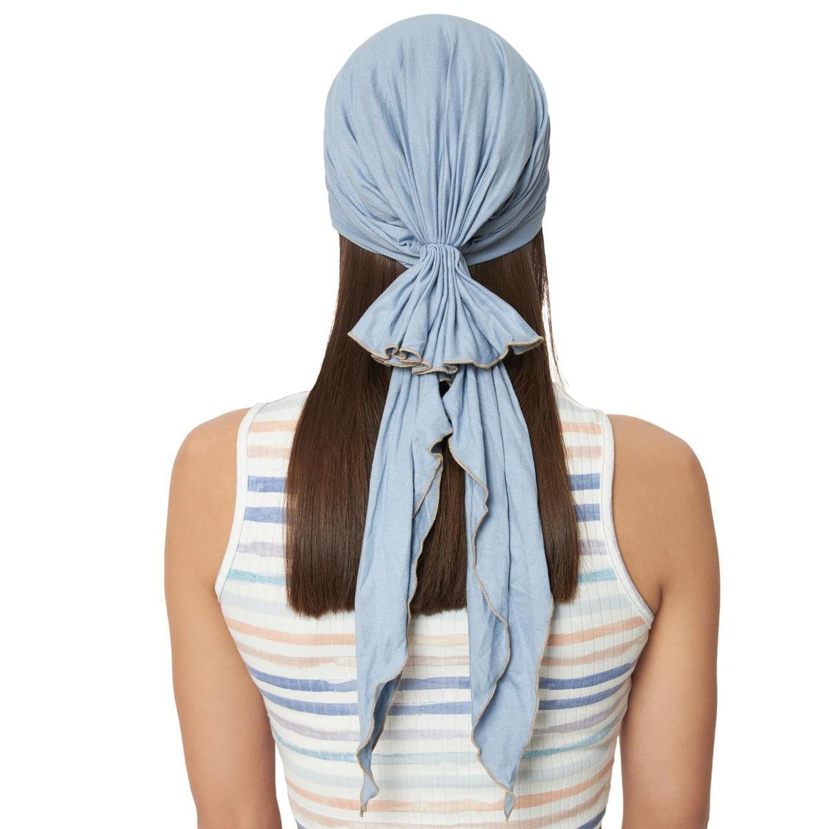 The Headscarves Women Bamboo Pre Tie Scarf (HS107 Faded Denim)