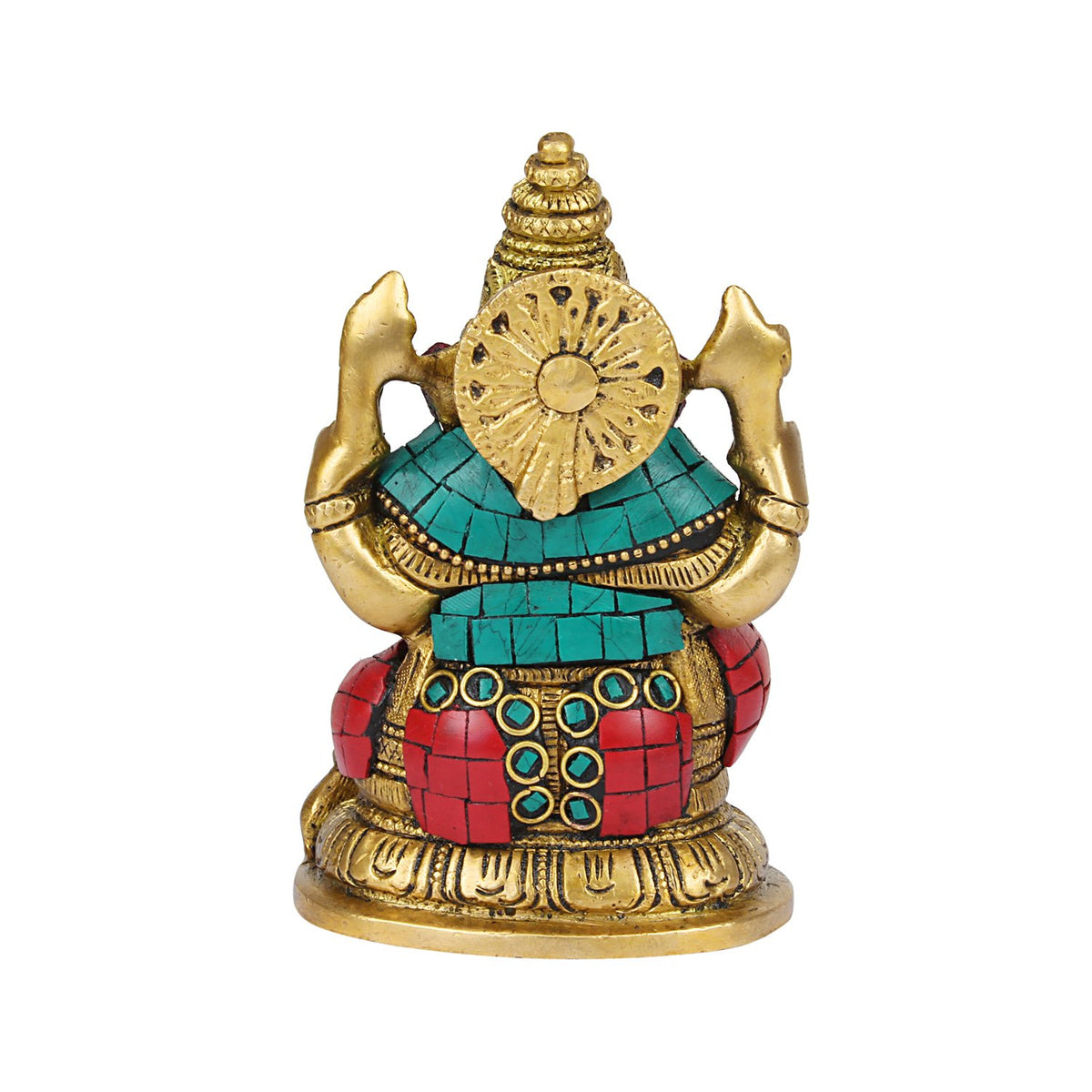 SVARUP Brass Ganesha Murti Ganesh Idol Statue Figurine for Puja Decor Gift 5 Inch Multicolor