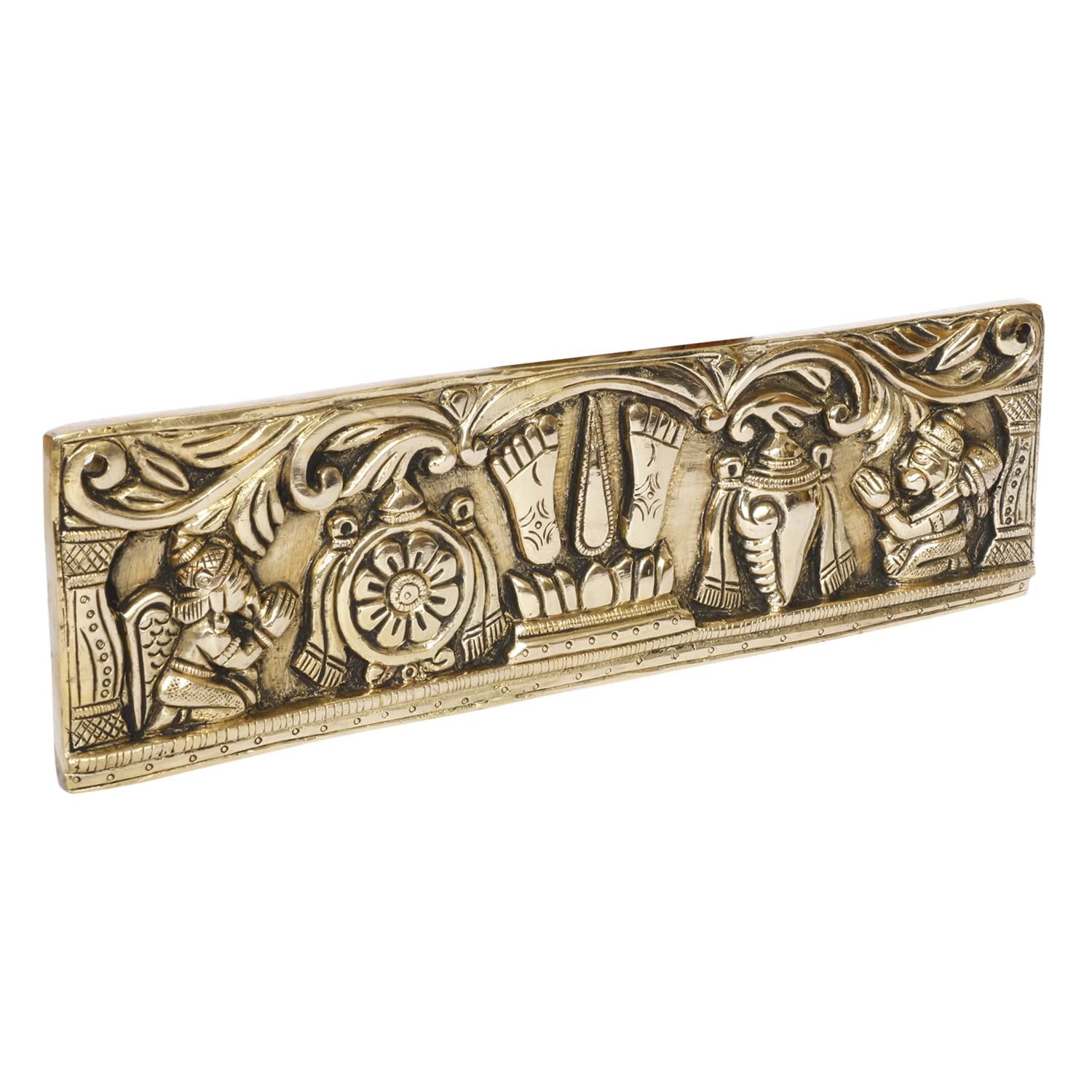 ARTVARKO Pure Brass Tirupati Balaji Shankh Chakra Namah Garuda and Hanuman Door/Wall Hanging for Home,Office,Temple, Room Entrance 9.5 Inch.