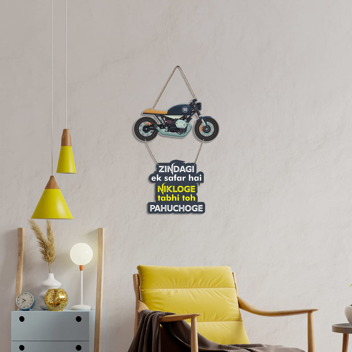 Artvibes Zindagi Ek Safar Hai Printed Wooden Wall Hanging MDF Wall Art | Quotes Decor Item for Office | Wall Sculpture | Traveller Quotes Art | Wall Poster | Home Decor | Unique Gift (WH_5702N)