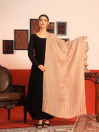 Pashmoda Women Champagne Check Reversible Zari Moonlight Fine Wool Stole (Size : 28x80in, 71X203cm) ZSST02
