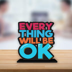 Artvibes Wooden Idols and Figurine Every Thing Will Be Ok Inspirational Quotes Table Decor for Office Desk Alphabet Showpiece | Home Decoration | Living Room | Modern Gifting Item (Sp_1159)