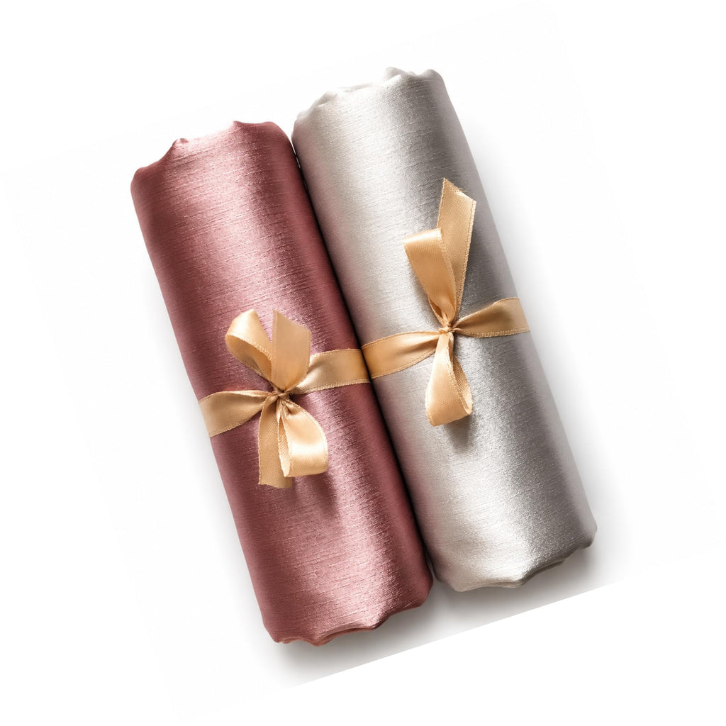 Leaf & FEATHER™ Muna Satin Hijab Scarf for Women | Pack of 2 Hijab Set | 200 x 70 cm | Silky Smooth & Lightweight | Premium Everyday Color Collection (5. Rose Taupe - Pearl Silver)