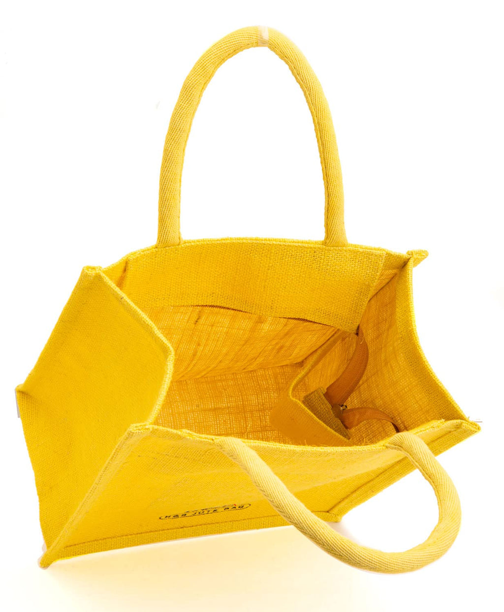 H&B Jute Lunch Bag - Lunch Bag, Men's & Women's Travel Tote - Zip, Bottle Holder - Solid Colors (Yellow)
