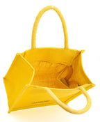 H&B Jute Lunch Bag - Lunch Bag, Men's & Women's Travel Tote - Zip, Bottle Holder - Solid Colors (Yellow)
