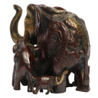 ARTVARKO Brass Elephant Family Baby Haathi Statue Idol Kalash Shankh Carving Vaastu Hathi for Good Luck Success Prosperity Home Décor Marriage Gift (Cherry Gold 5 Inch)