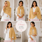 Women’s Chiffon Scarf Soft Lightweight Premium Stoles for Girls & Women | Stylish Modest Wear Dupatta for Daily & Party Use (Soft Mustard)