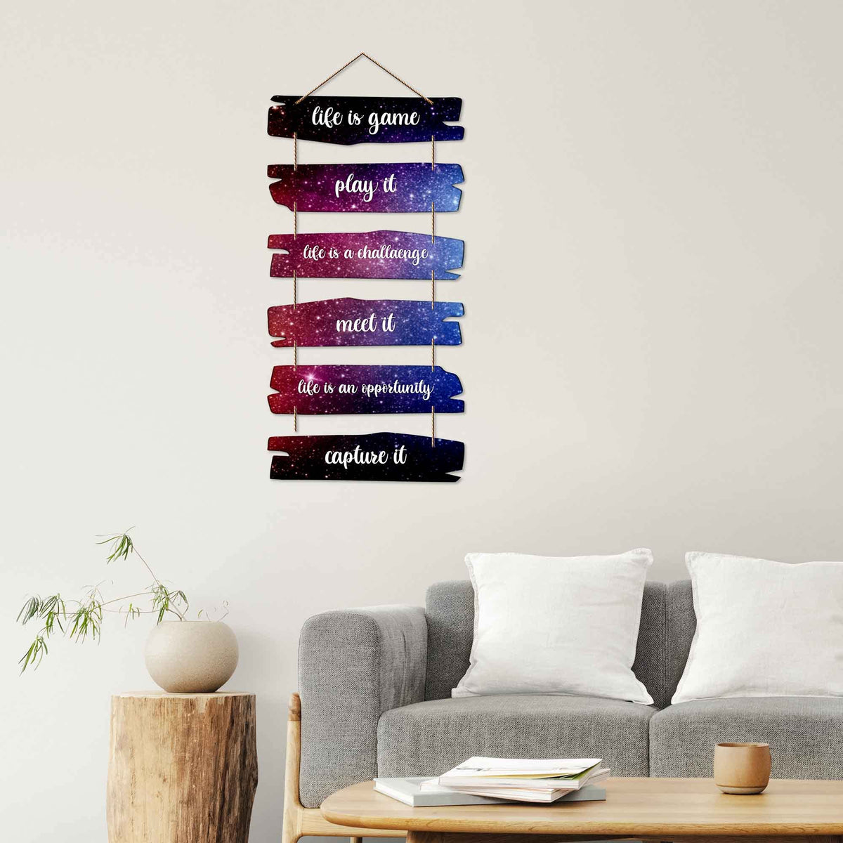 Artvibes Life Is Game Play It Decorative Wall Hanging Ornaments | Quotes Decor Item | Craft For Everyone | Wall Accent | Office Decor | Wall Art Print | Inspirational quotes | Gift Items (WH_3226NN)
