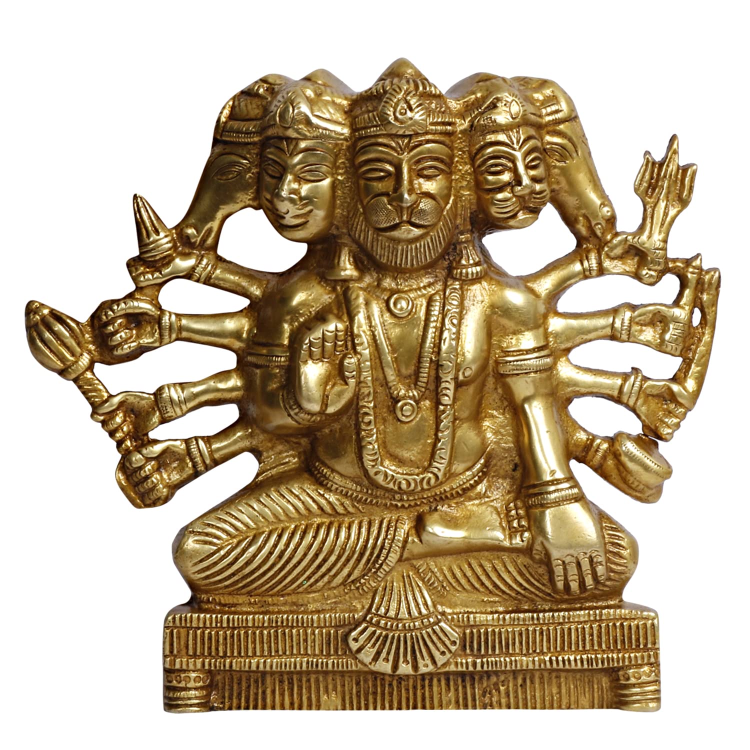 ARTVARKO Panchmukhi Hanuman Brass Wall/Door Hanging Bajrangbali Idol Entrance for Home Office 8 Inches