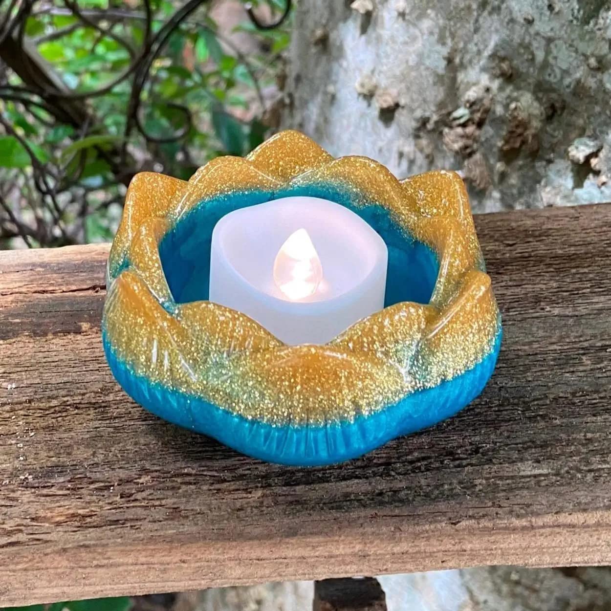 PEACORA Flower Lotus New Tea Light Candle Holder Mould Silicone, 1 Pc Tealight Candles Holders Silicone Molds for Resin, Lotus Flower Candlestick Epoxy Casting Molds for DIY Crafts Jewelry Box