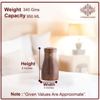 INDIAN ART VILLA Pure Copper Bedroom Water Bottle with Inbuilt Glass, Hammered Antique Design - Drinkware & Storage Purpose, Volume 950 ml (Pack of 1)