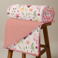Urban Space 100% Cotton Malmal Double Bed Dohar, All Season Reversible Blanket, Soft, Lightweight and Breathable Ac Dohar/Quilt/Blanket/for Bed, Sofa AC Blanket (86 x 95 inch, Meadows Rose Pink) Kafalo