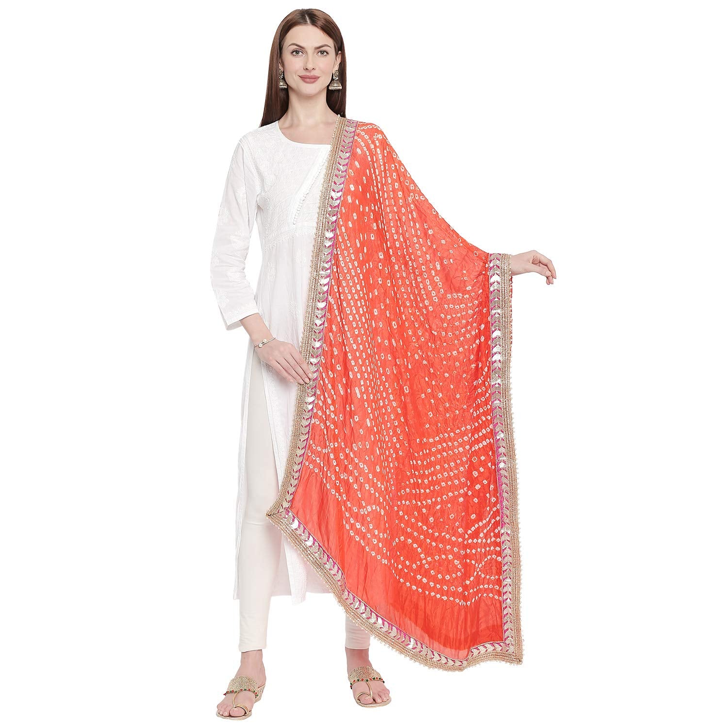 Dupatta Bazaar Women's Dupatta (DB1790_Orange_Free Size)