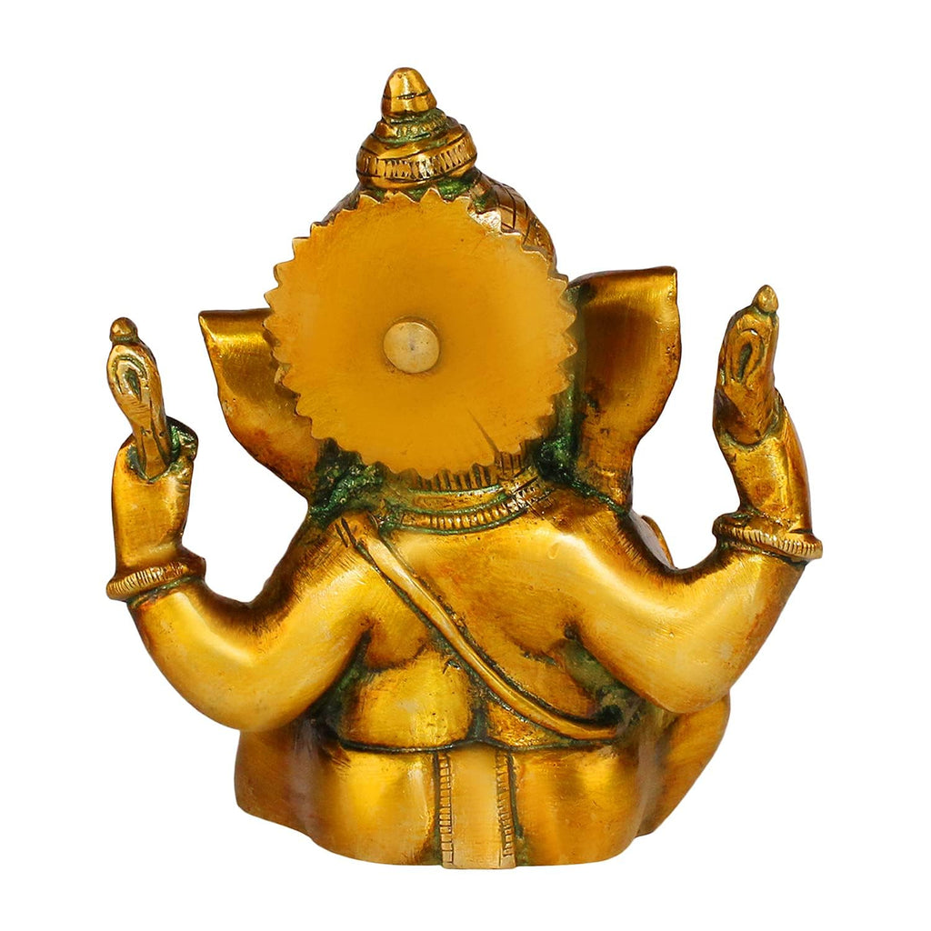 Svarup Brass Sitting Ganesha Idol in Multicolor Height 7 Inch Weight 1.5 Kg