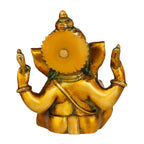 Svarup Brass Sitting Ganesha Idol in Multicolor Height 7 Inch Weight 1.5 Kg