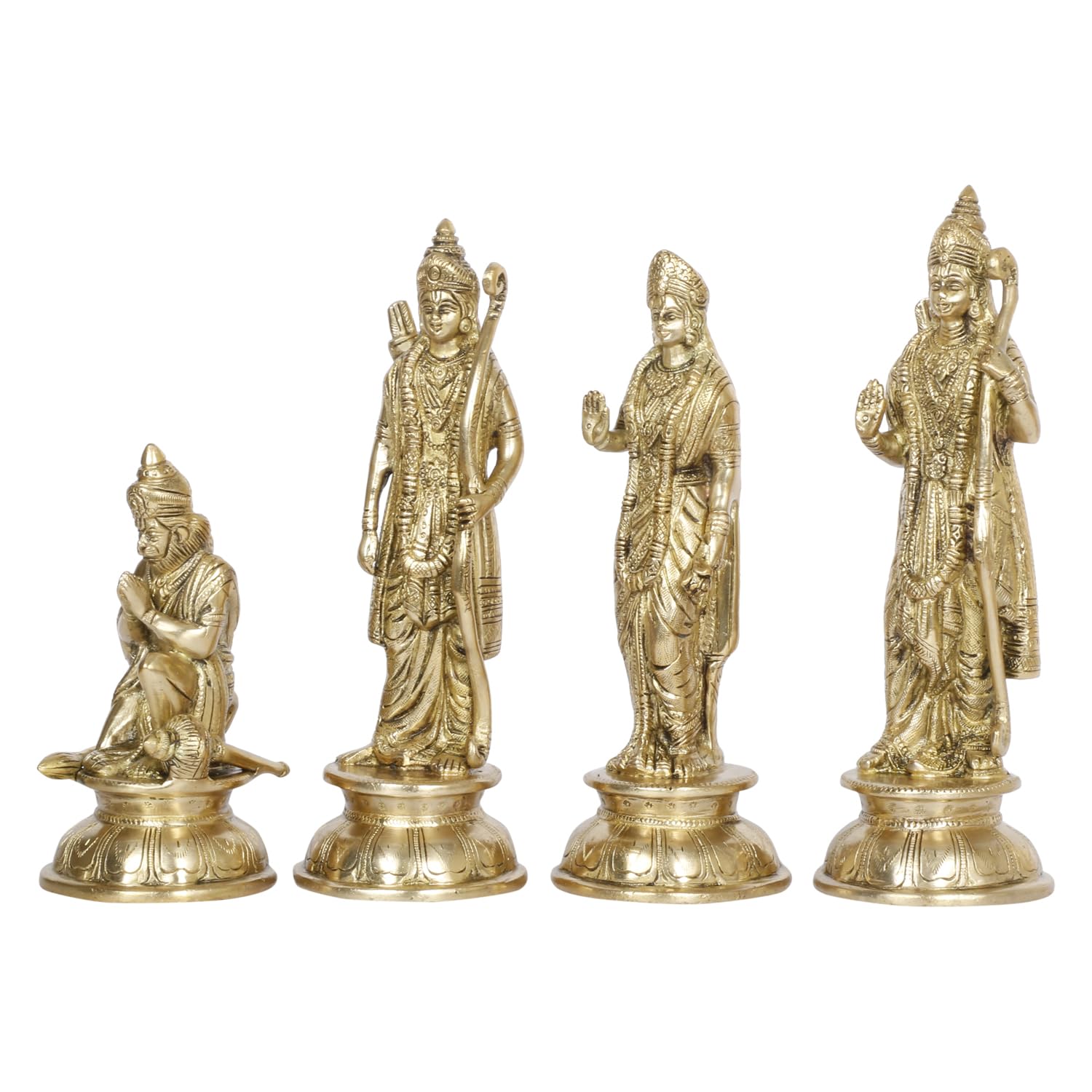 SVARUP Brass Lord Rama Family Ram Darbar Ram, Sita, Laxman, Hanuman for Home Office Pooja Decor Gift Decor (Gold Color Height 9 Inches)