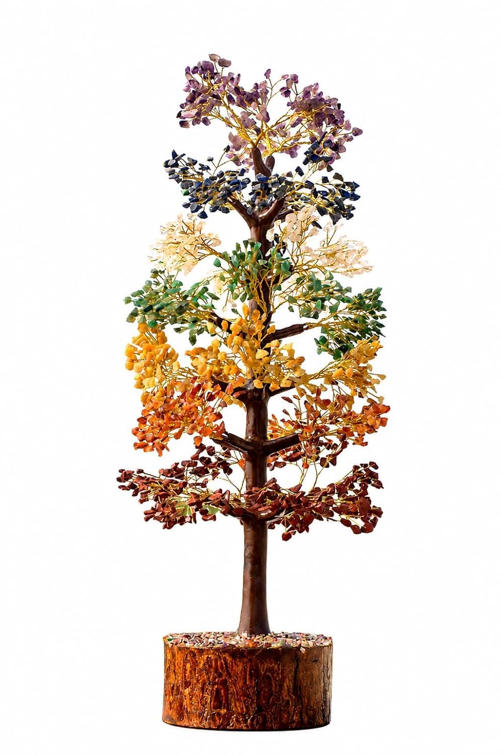 ZenVedas Seven Chakra Crystal Tree 1000 Beads | Natural Healing Gemstone Bonsai Tree | Feng Shui Money Tree for Home, Office Desk, Vastu, Reiki Meditation & Positive Energy Decor