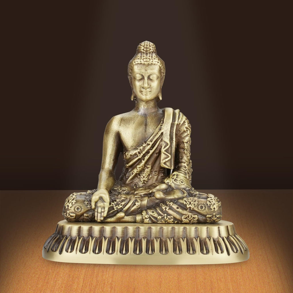 Shilpkala 3.5 Inch Brass Ultra Fine Gautam Buddha Idol for Home & Office, Pooja, Table Decor, Worship & Gift