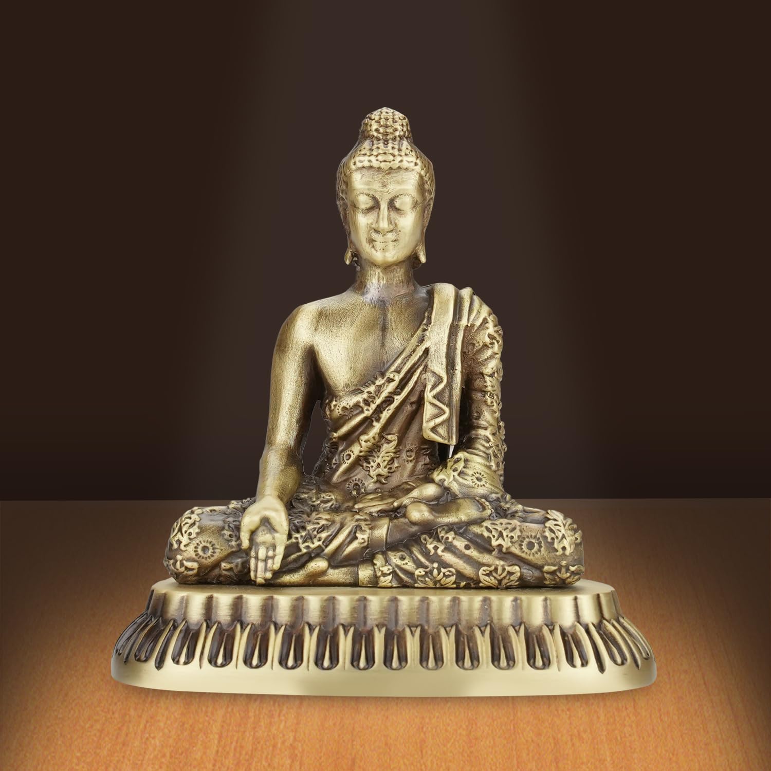 Shilpkala 3.5 Inch Brass Ultra Fine Gautam Buddha Idol for Home & Office, Pooja, Table Decor, Worship & Gift