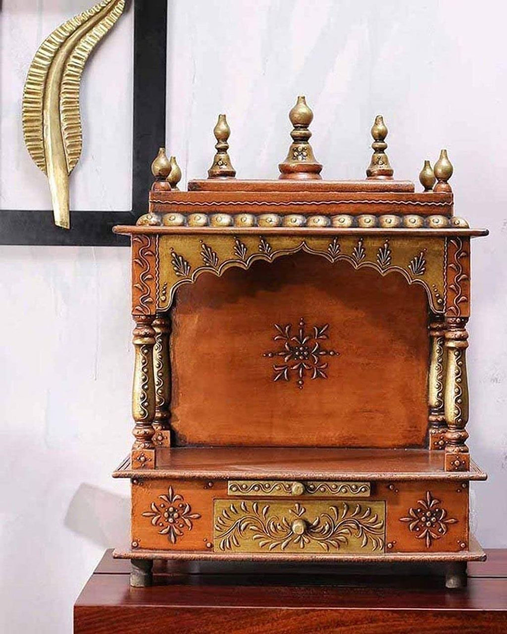 Kamdhenu Art and Craft Wooden Temple/Home Temple/Pooja Mandir/Pooja Mandap/Temple for Home (Coper) 45 x 28 x 60 cm