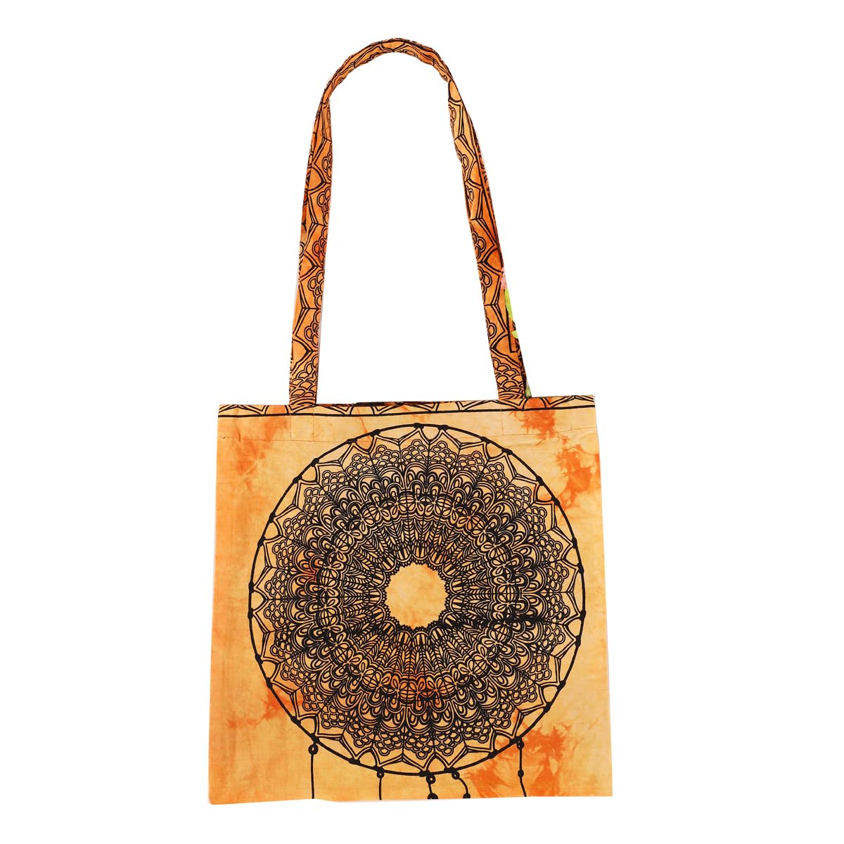 Ravaiyaa - Attitude is everything Cotton Shoulder Bag/Tote Bag For Women| Printed Multipurpose Handbag With Top Zip | Best For Shopping, Travel, Work, Beach, Office, College (Orange Dream Catcher)