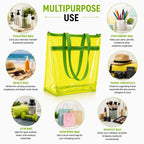TERA 13 Transparent Tote Bag For Women & Girls, Clean PVC Shoulder Handbag, Waterproof Reusable Shopping Bag, Beach Bag, Travel Tote,Large Capacity Zipper Closure, Everyday Carry Bag (1 Pcs)
