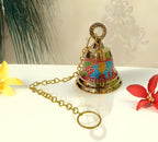 DSH Brass Hanging Bells for Puja Room Decoration Items Hanging Bell for Mandir Temple Decor Ghanti for Mandir. (Red, H-4.5 Inch)
