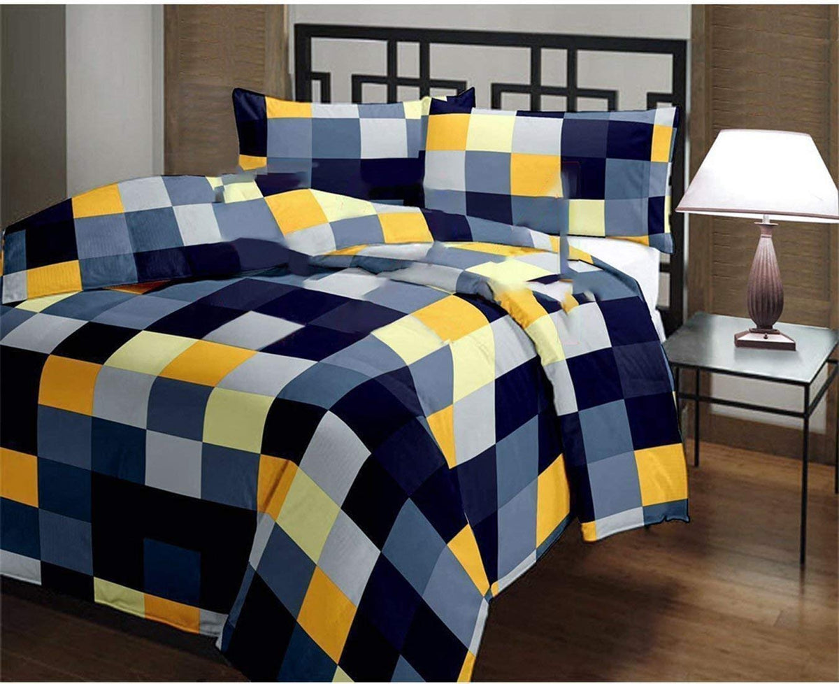WONDERLOOK 100% Super Soft Reversible Design Dohar I AC Blanket I Blanket for All Season I Gifting (Single, Yellow Check) Kafalo