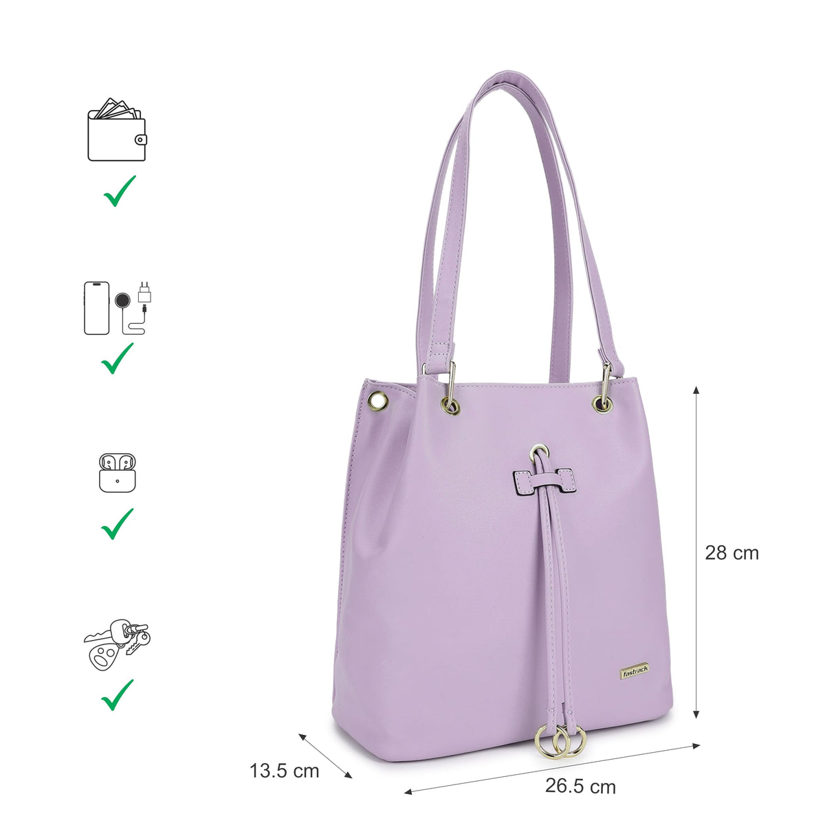 Fastrack Women Compact Trendy Tote with Zip Closure | Main Compartment, Inner Slip and Zip Pockets | Stylish Everyday Tote | Trendy Women Purse Handbags, Violet