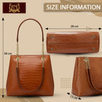 CLASSIC SMUGGLER Large Capacity Croco Pattern Tote Bags For Womens Big Purses And Handbags Ladies Shoulder Bag (Brown)