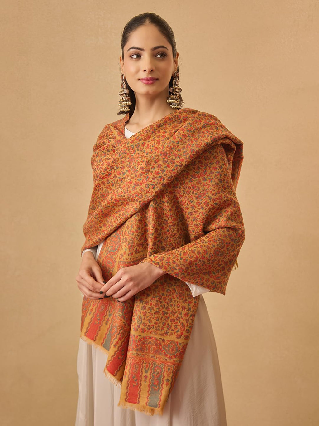 Pashmoda Women Mehak Kaani Wool Blend Kashmiri Shawl (Size: 40x80in, 101x203cm) RSS42