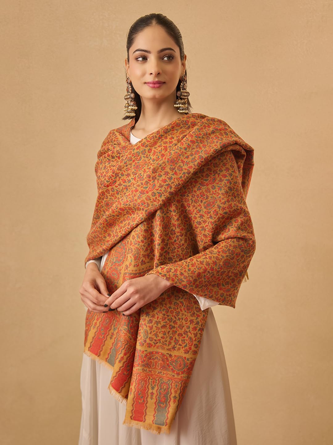 Pashmoda Women Mehak Kaani Wool Blend Kashmiri Shawl (Size: 40x80in, 101x203cm) RSS42