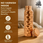Copprix Copper Water Bottle 1 Ltr | Copper Bottle for Men & Women | 100% Pure Copper | BPA Free & Leak Proof | Easy to Carry | Suitable for Yoga, School & Office | Best for Gifting (Diamond Hammered)