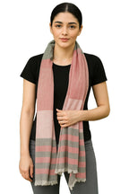 Flyer female Women's Stole/Scarf Colour- Pink & Grey Stylish 100% Soft Viscose Cotton Blend Ethnic Stripes Pattern Scarves Pack Of 1 St-13