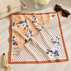 ESTA Satin silk-feel Head Scarf for Women Stylish Bandanas for Women Head Neck Stole Wrap flower Polka Print Square Bandana Gift (27.5x27.5inch)