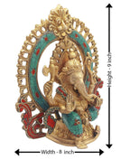 ARTVARKO Brass Ganesha Taj Bhagwan Ganpati Murti Idol for Home Office Decoration Statue Vastu Showpiece Gift Height 9 Inch