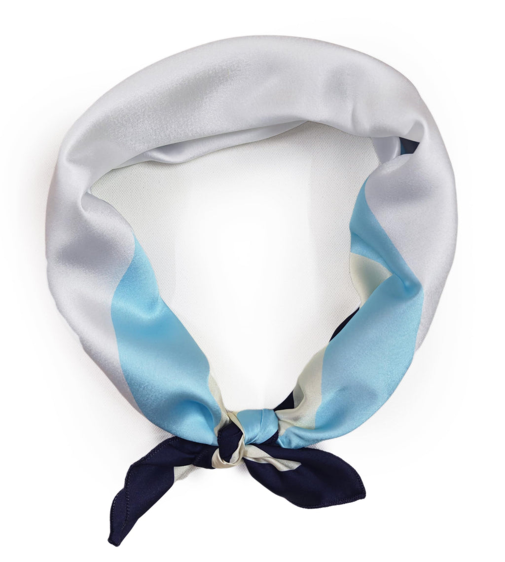 ONE ECHELON Satin Silk Small Neckerchief Square Scarf (Sea Whisper)