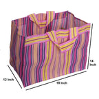 Bag2Basic (B2B25NYL Reusable LARGE Recycled Multicolour Cloth Tote Cum Handbag Jhola Thela underbed storage bag dimension 19 x 14 x 12 inch 1 pc only