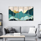 VIBECRAFTS Sunrise Abstract Mountains 5 Pieces Premium Wall Painting For Home|Office|Living Room|Gift (PTVC5Pcs4_8502N)