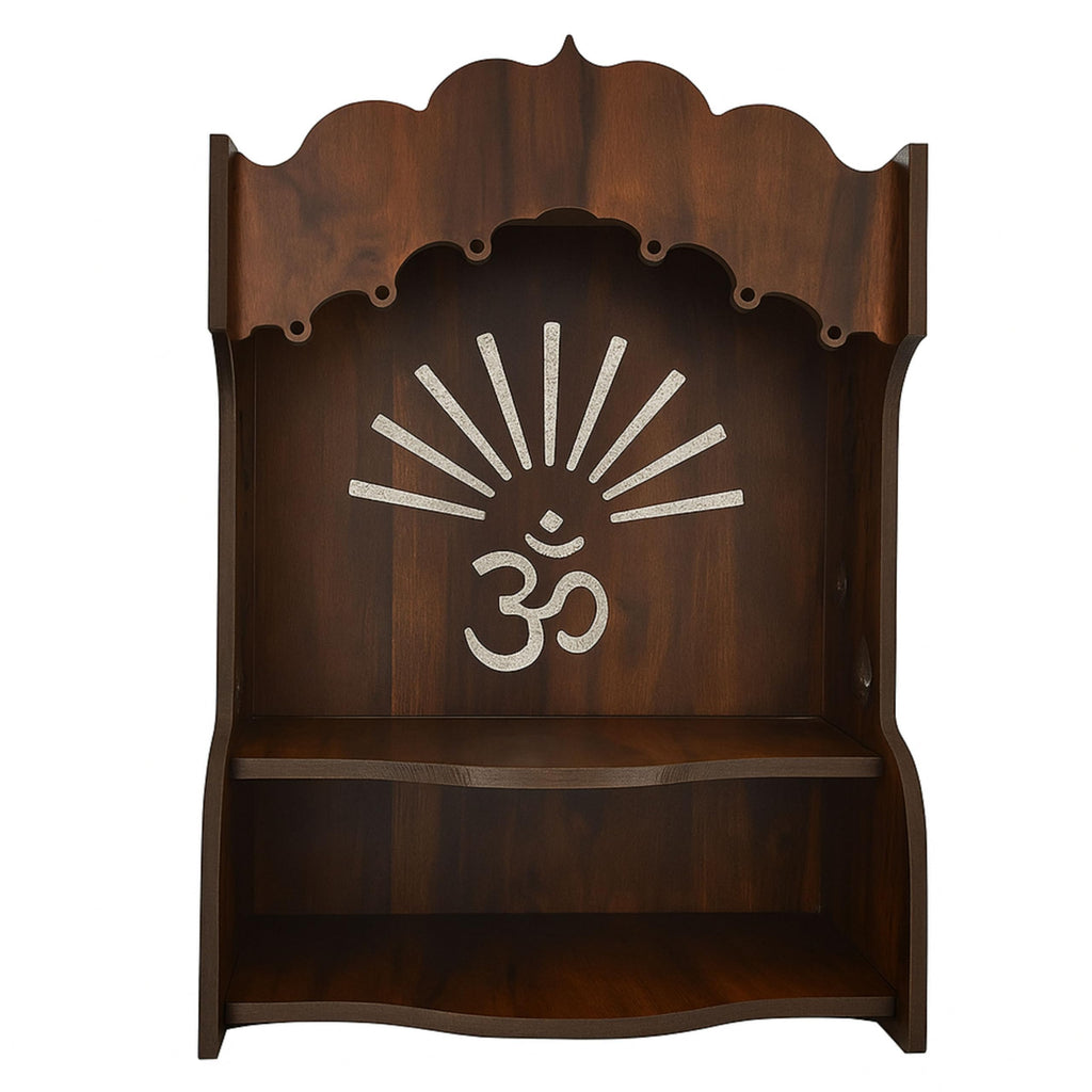 HOMEWEY DECOR Wooden Home Temple Handcrafted Support Heavy Idols Luxurious Finish Pooja Mandir for Home and Office Wall Mount for Room (Design2)