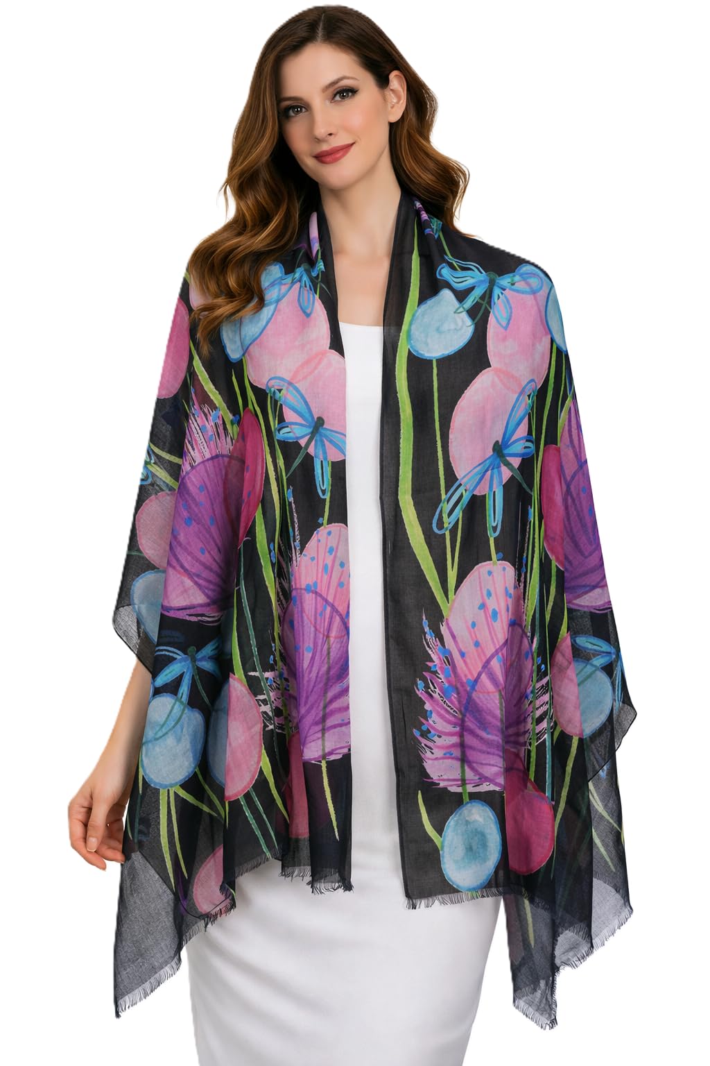 VIC Cotton Modal Digital Print Scarf for Women | Digital Print Designer Stole | Soft Lightweight Luxury Wrap | Premium Silk Modal Blend | 55 x 170 cm | VIC-SM-DP5517 (Floral Details)