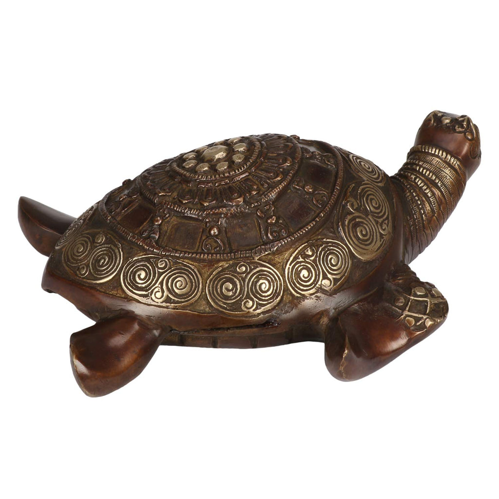 ARTVARKO Antique Big Brass Tortoise for Good Luck Showpiece Turtle Kachua Tortoise for Shree Yantra Feng Shui Vastu Long Life Career and Luck 8.5 Inches