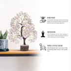KHOLAD Rose Quartz Natural Crystal Money Tree | Feng Shui Healing Gemstone Tree for Love, Peace, Harmony & Positive Energy | Decorative Bonsai Tree for Home Decor & Office (Pink)