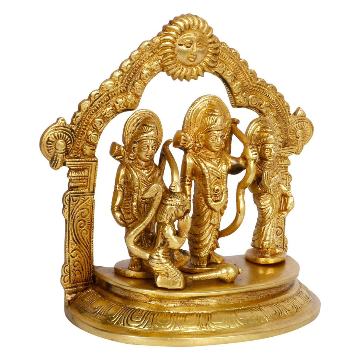 ARTVARKO Brass Ram Sita Laxman Hanuman Statue Sculpture Ram Darbar Idol Murti Height 7 Inches