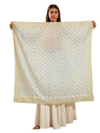 Ravaiyaa - Attitude is everything Sanganer Hand Block Printed Scarves Pure Cotton Scarf Square Hijab Dupatta 40 X 40 Inch (Green Blue Floral)