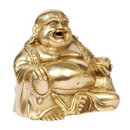 ARTVARKO Brass Feng Shui Happy Man Laughing Buddha Sitting and Holding Ingot Statue for Attracting Money Wealth Prosperity Financial Luck.
