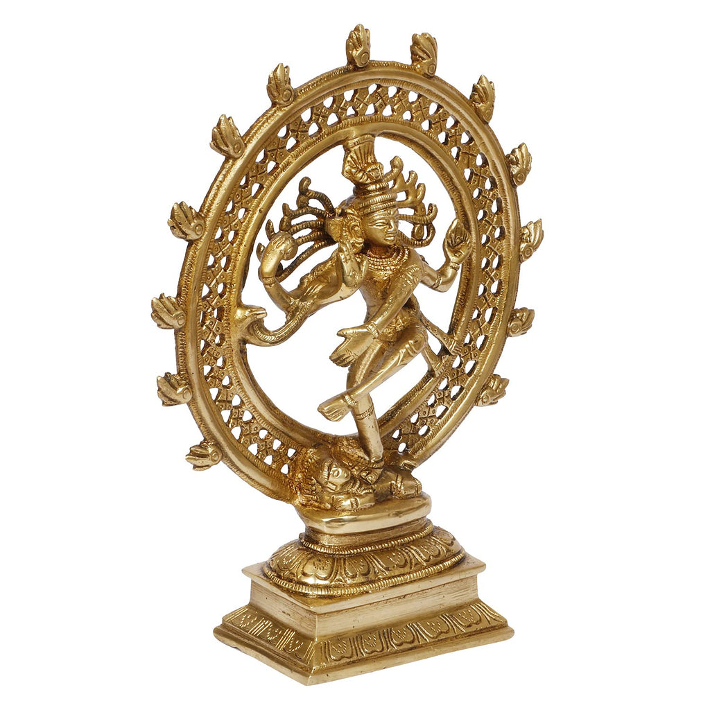 ARTVARKO Brass Antique Shiva Natraj Nataraja Statue Natraja Religious Nataraj Dancing Showpiece Idol Home Temple Pooja Gifts Décor 9.5 Inch