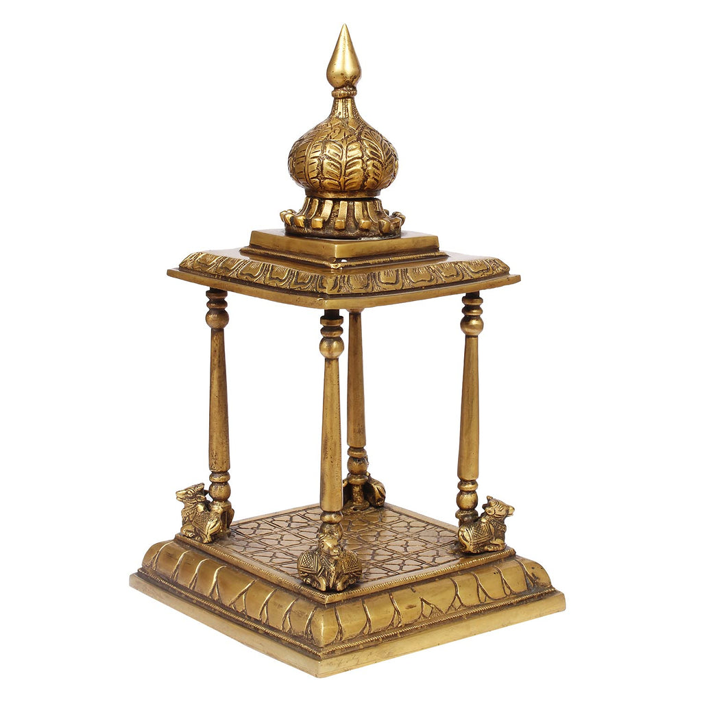 ARTVARKO Handcrafted Full Brass Temple Pooja Mandir for Living Room Pooja Ghar Decoration Religious Home Décor 13 Inch.